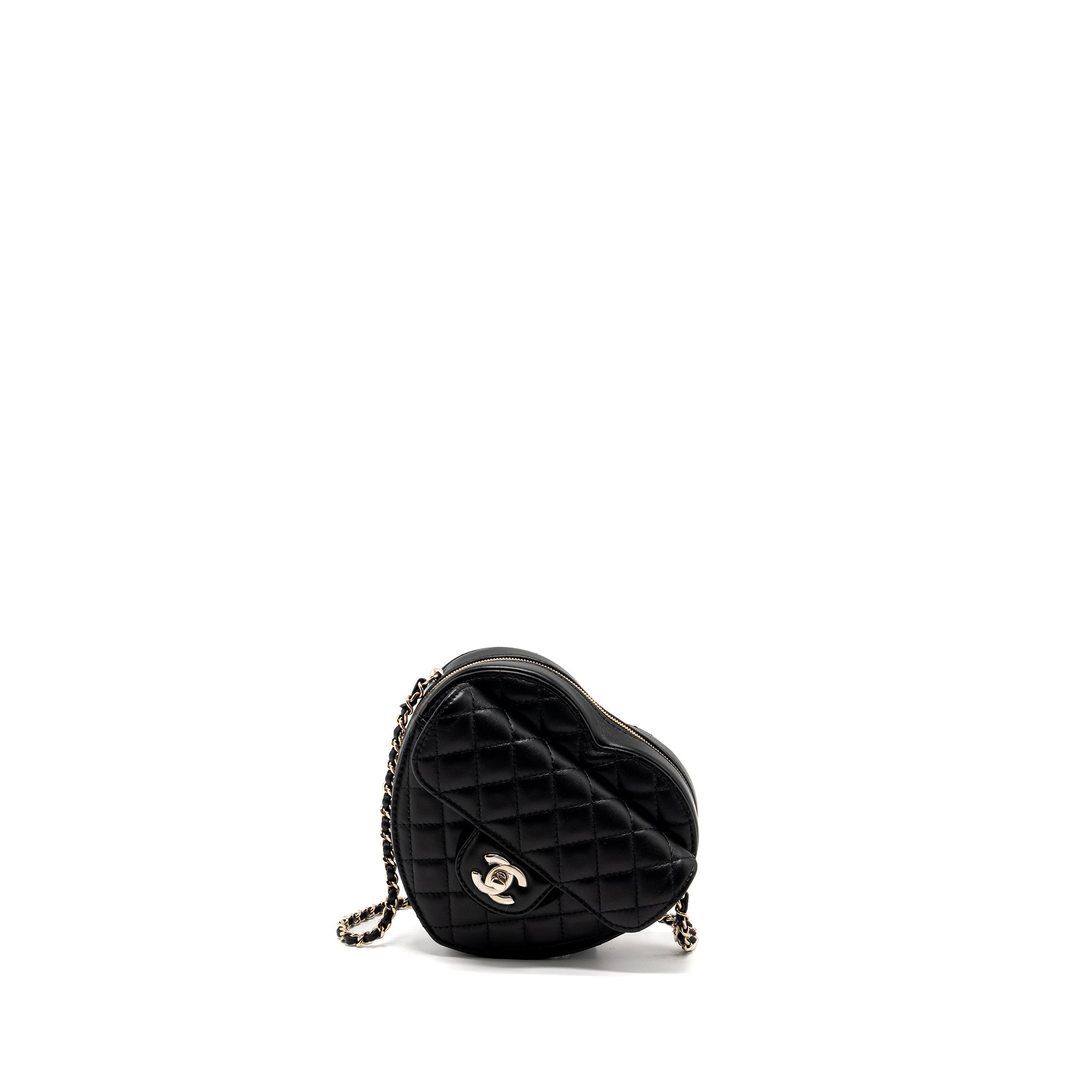 CHANEL 22S HEART BAG LAMBSKIN BLACK LGHW (MICROCHIP)