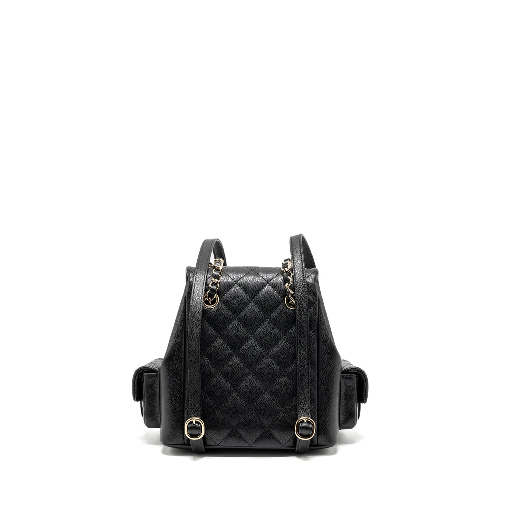 CHANEL 23K TRIPLE POCKET BACKPACK CAVIAR BLACK LGHW (MICROCHIP)