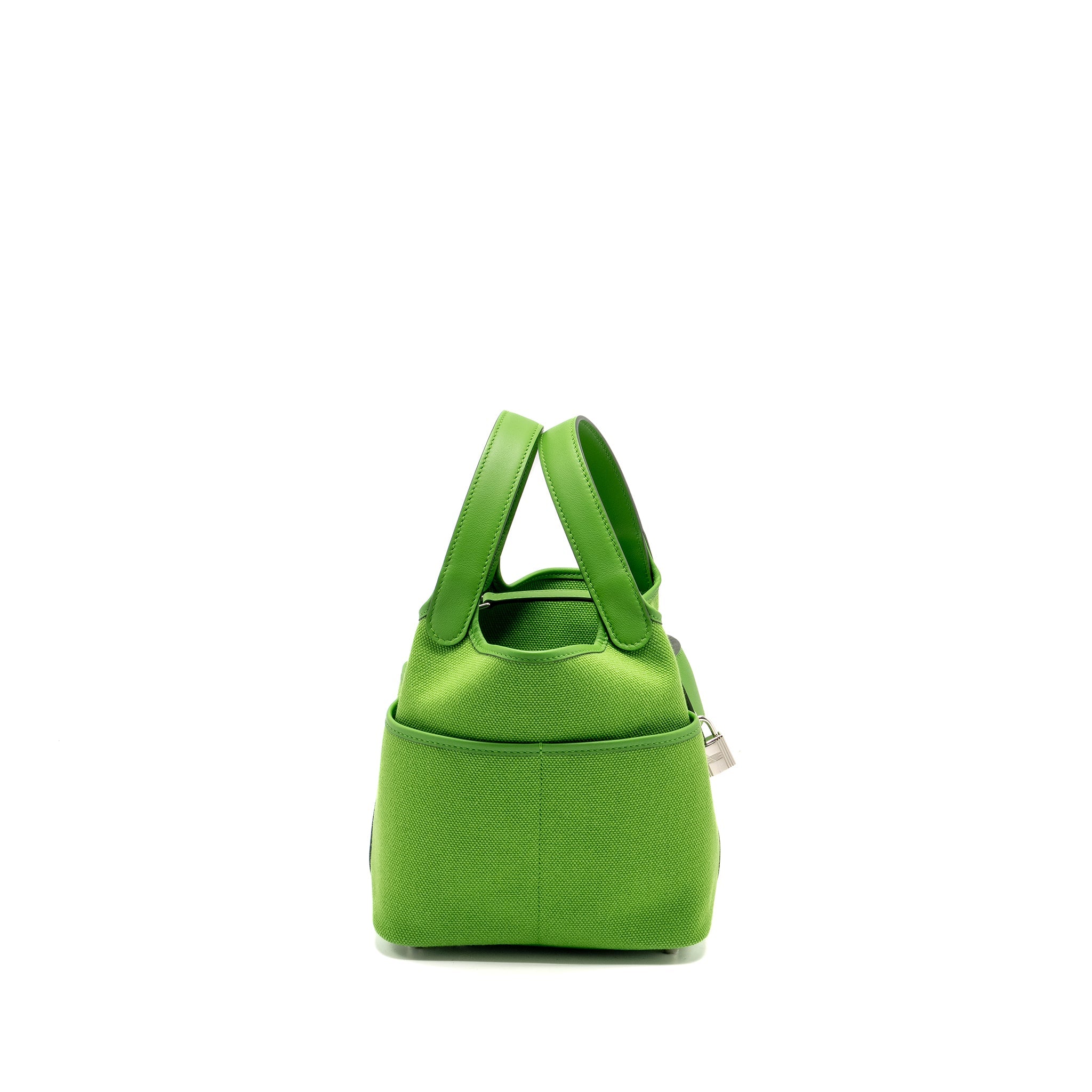 HERMES CARGO PICOTIN 18 LOCK BAG CANVAS/SWIFT VERT YUCCA SHW