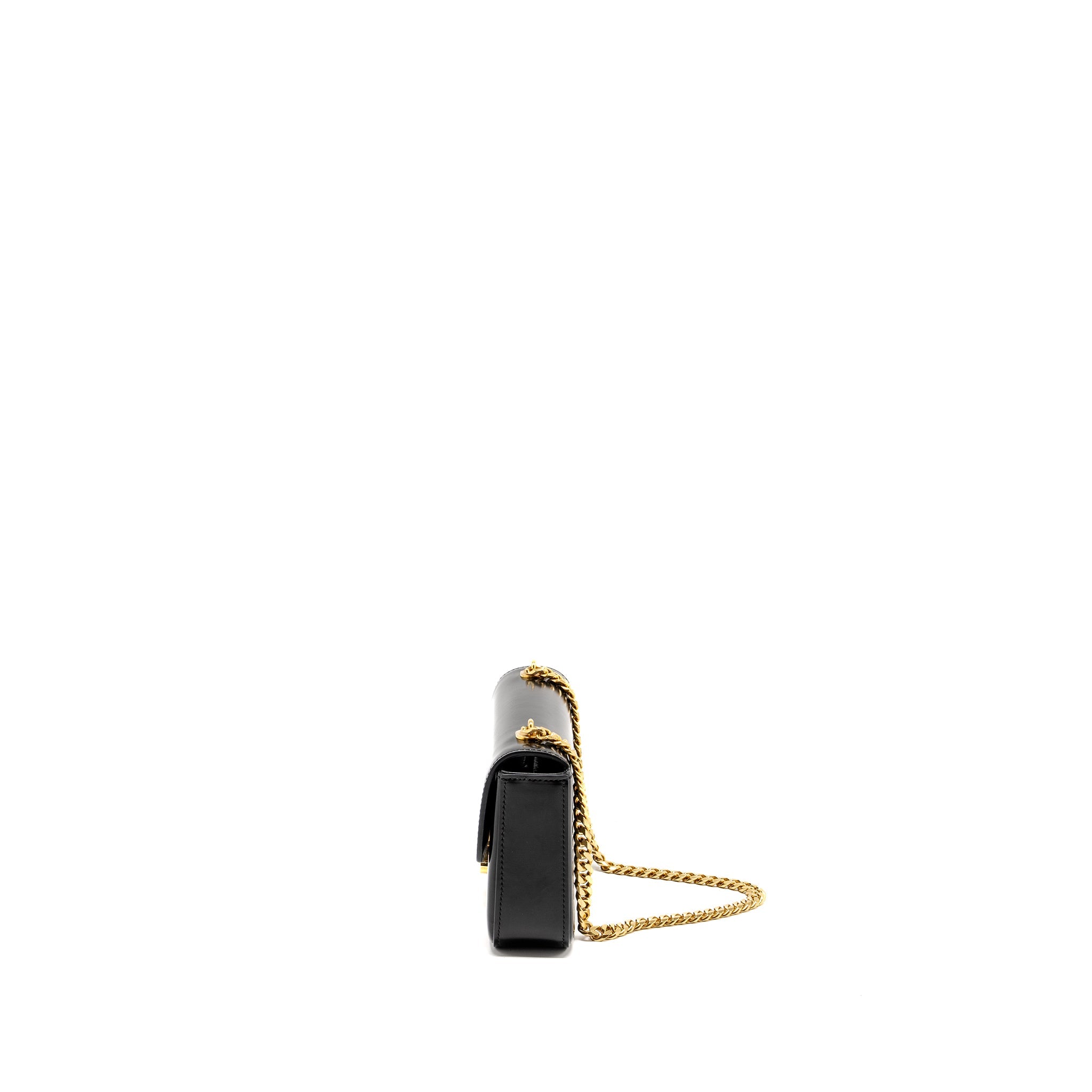 CELINE TRIOMPHE CHAIN SHOULDER BAG SHINY CALFSKIN BLACK GHW