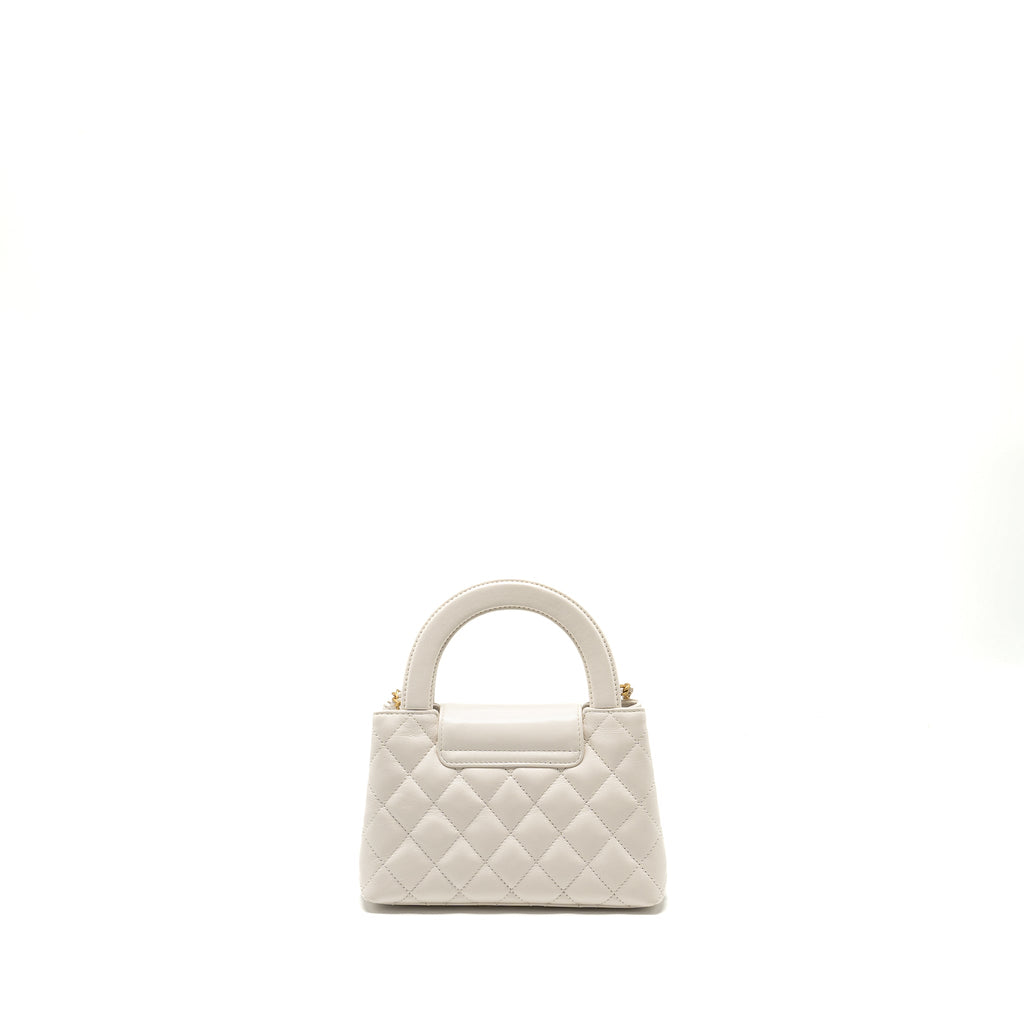 CHANEL MINI KELLY SHOPPING TOTE CALFSKIN WHITE GHW (MICROCHIP)