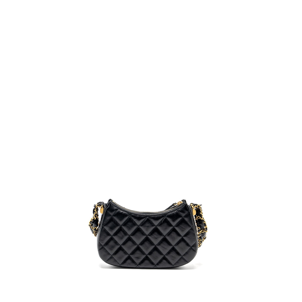 CHANEL 23K SMALL HOBO SHOULDER BAG CALFSKIN BLACK GHW (MICROCHIP)