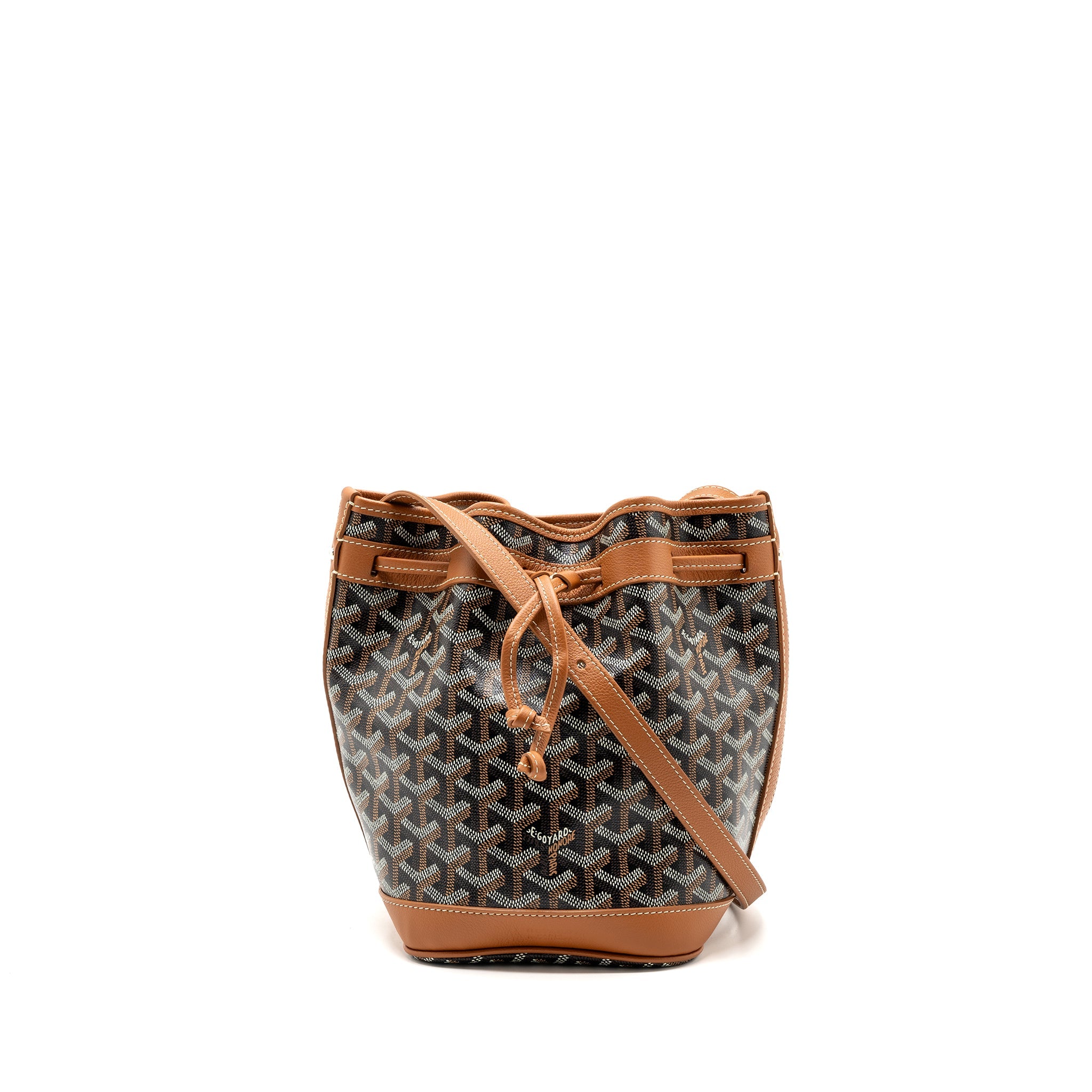 GOYARD PETIT FLOT BUCKET BAG CANVAS/ CALFSKIN BLACK / TAN SHW