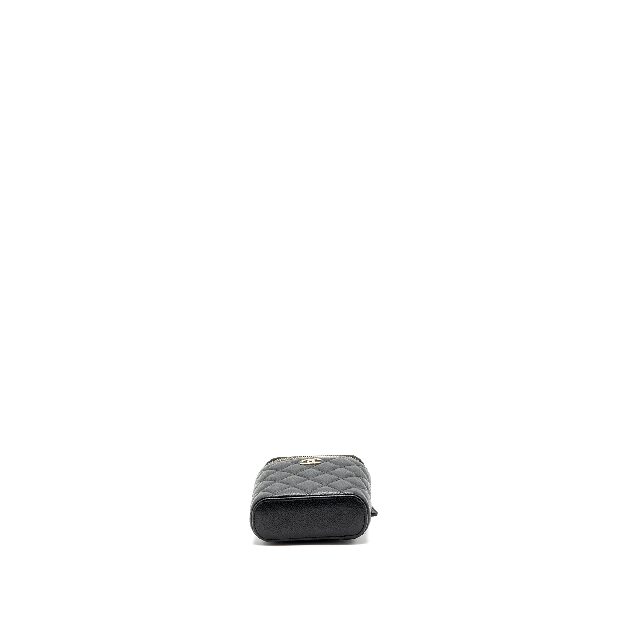 CHANEL VANITY CASE WITH DETAIL CC LOGO ON CHAIN CAVIAR BLACK LGHW