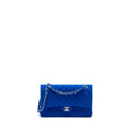 CHANEL MEDIUM CLASSIC DOUBLE FLAP BAG FABRIC BLUE SHW