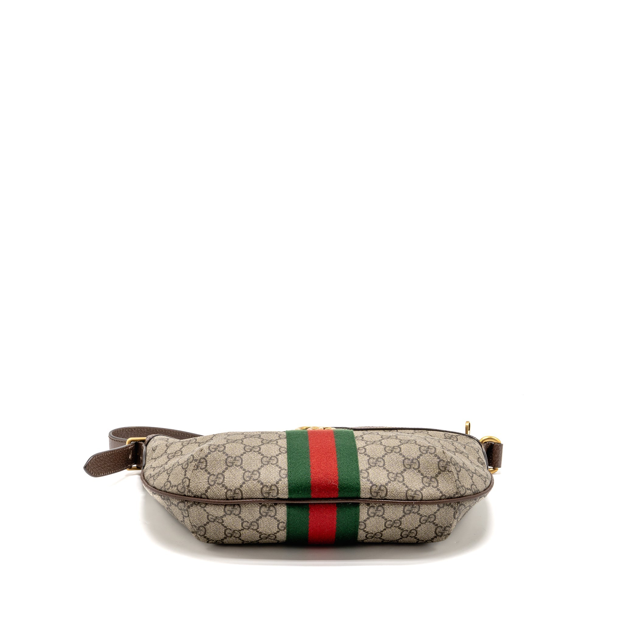 GUCCI SMALL OPHIDIA HALF MOON CROSSBODY HOBO BAG GG SUPREME CANVAS GHW