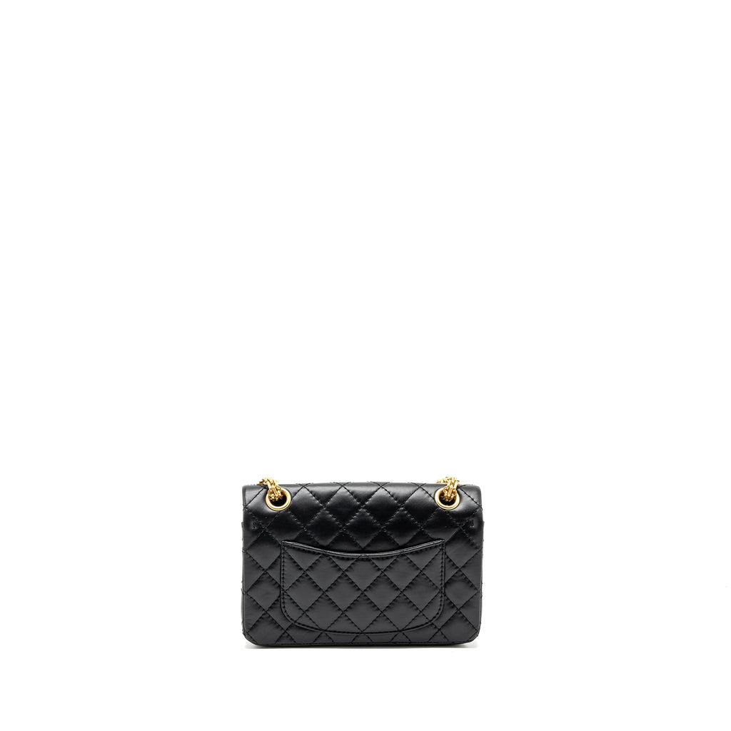 CHANEL MINI 2.55 REISSUE AGED CALFSKIN BLACK BRUSHED GHW(MICROCHIP)