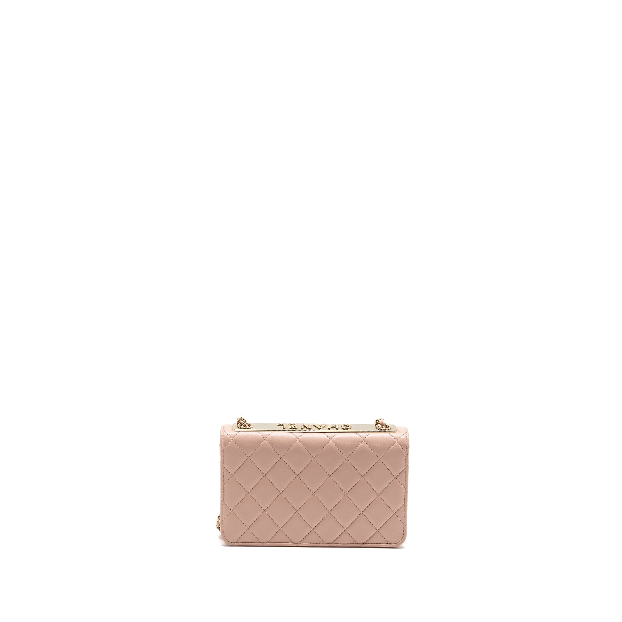CHANEL TRENDY CC QUILTED WALLET ON CHAIN LAMBSKIN LIGHT PINK LGHW (MICROCHIP)