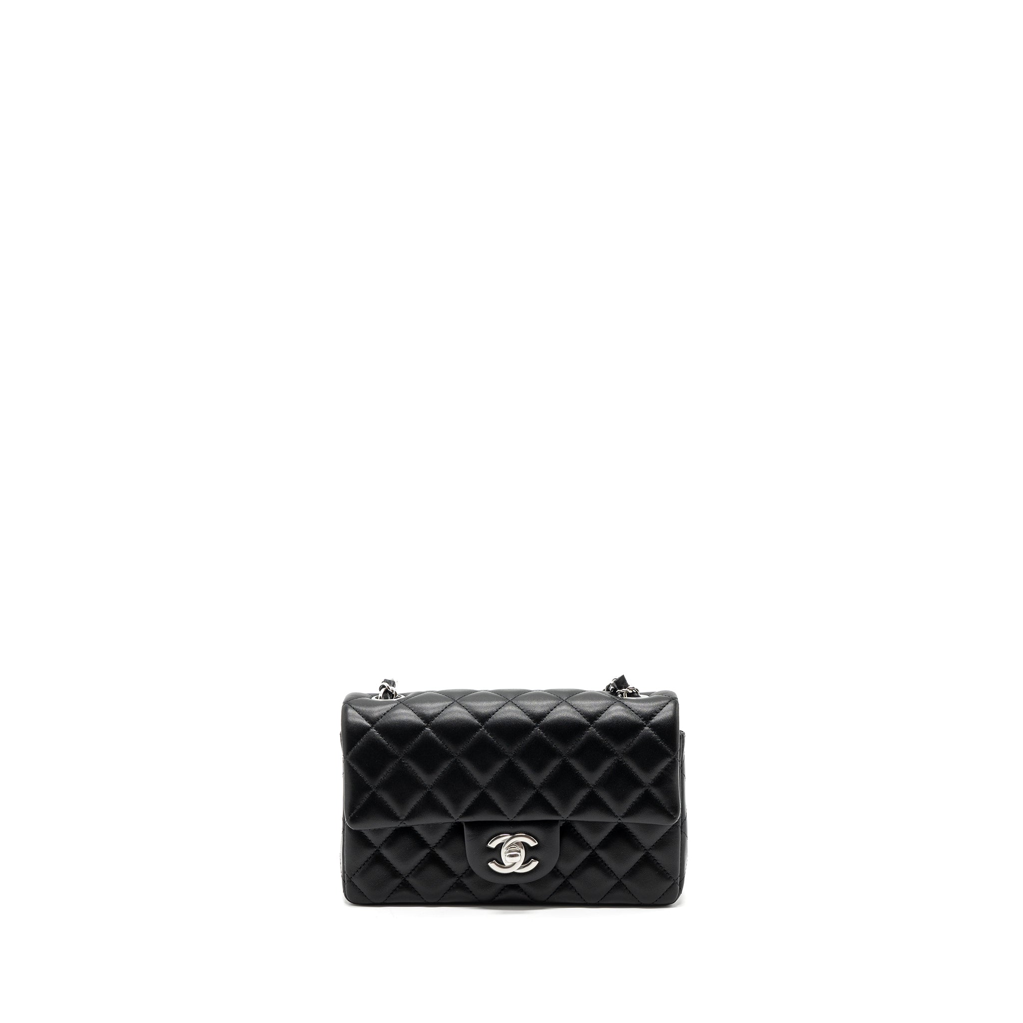 CHANEL MINI RECTANGULAR FLAP BAG LAMBSKIN BLACK SHW (MICROCHIP)