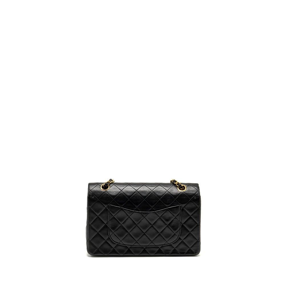 CHANEL VINTAGE MEDIUM CLASSIC DOUBLE FLAP BAG LAMBSKIN BLACK GHW