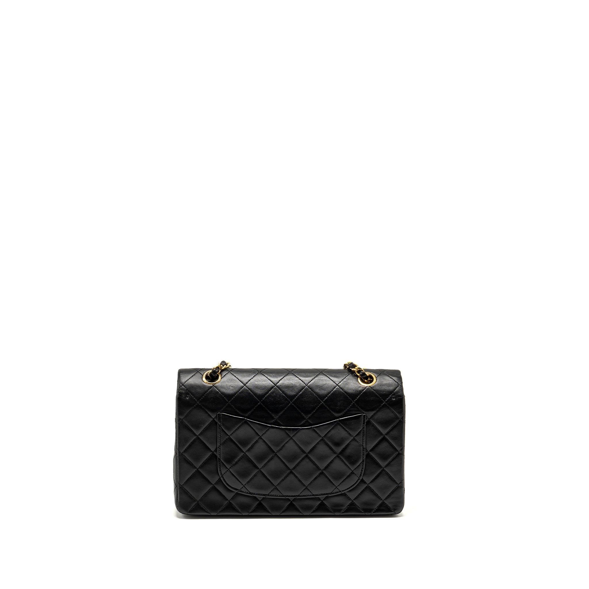 CHANEL VINTAGE MEDIUM CLASSIC DOUBLE FLAP BAG LAMBSKIN BLACK GHW