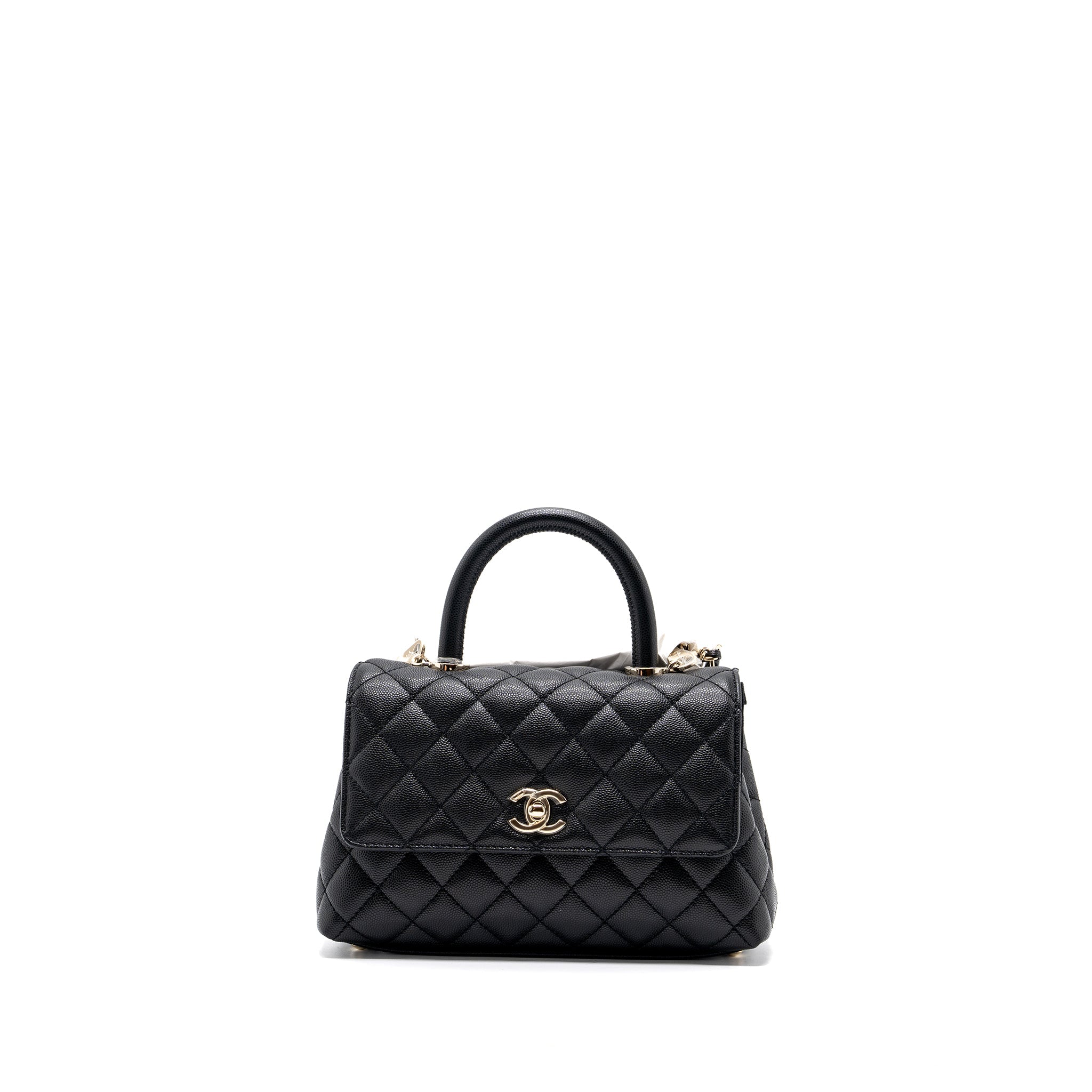 CHANEL SMALL COCO HANDLE CAVIAR BLACK LGHW (MICROCHIP)