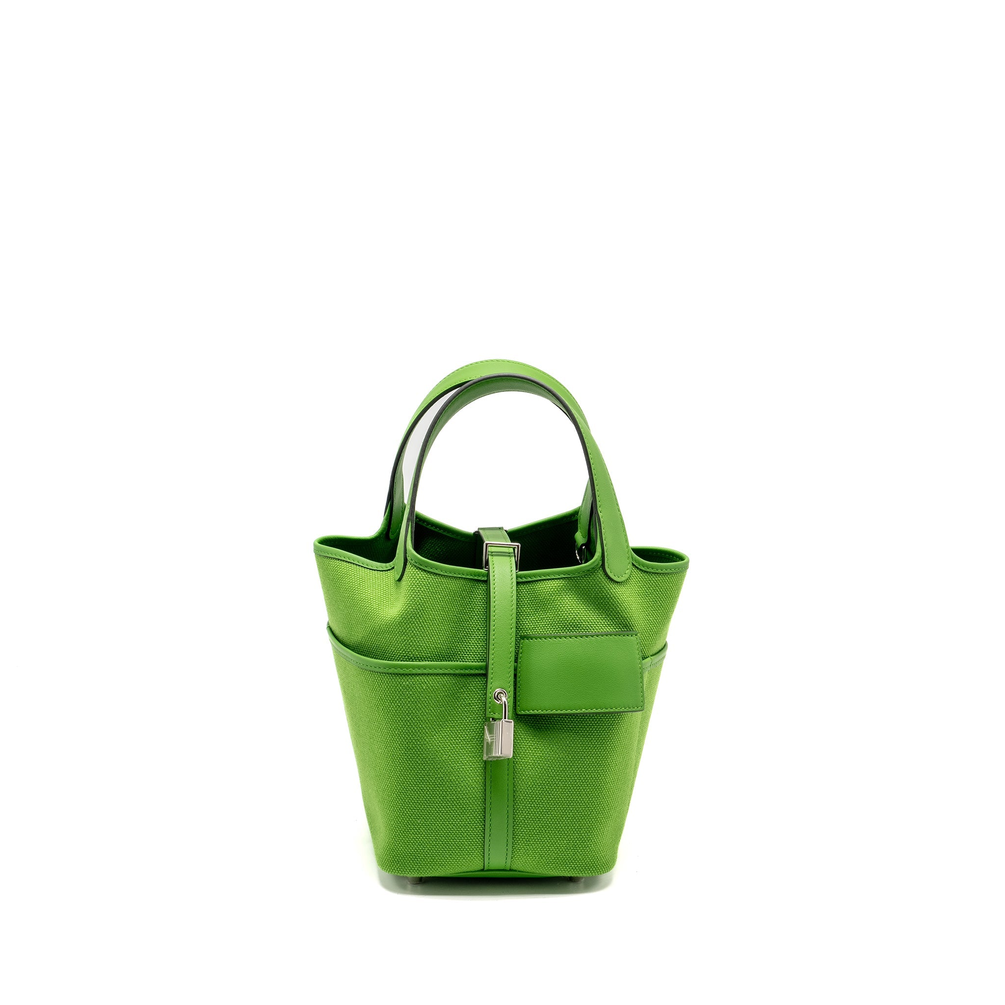 HERMES CARGO PICOTIN 18 LOCK BAG CANVAS/SWIFT VERT YUCCA SHW