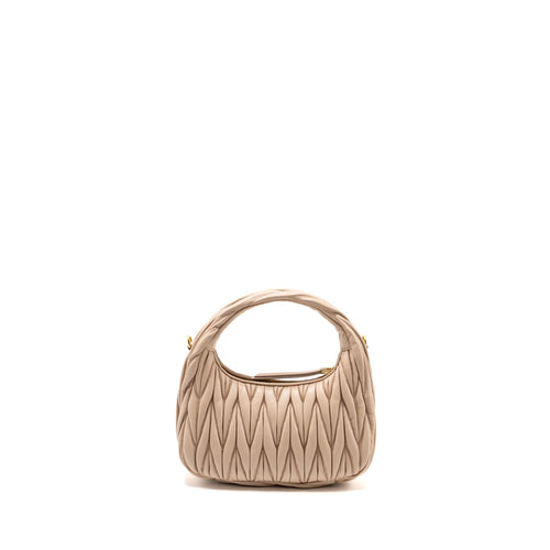 MIUMIU WANDER MATELASSE HOBO BAG NAPPA LAMBSKIN BEIGE GHW