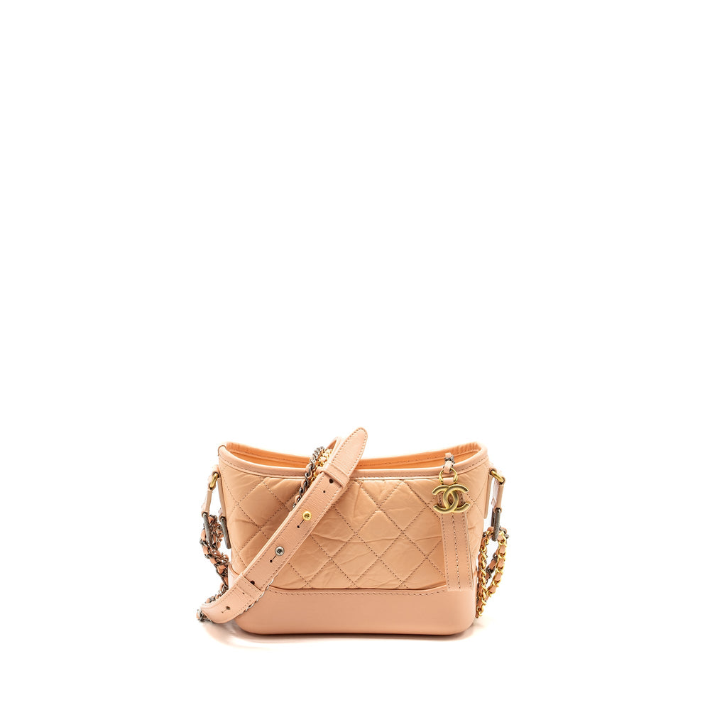 CHANEL SMALL GABRIELLE HOBO BAG CALFSKIN PINK MULTICOLOUR HARDWARE