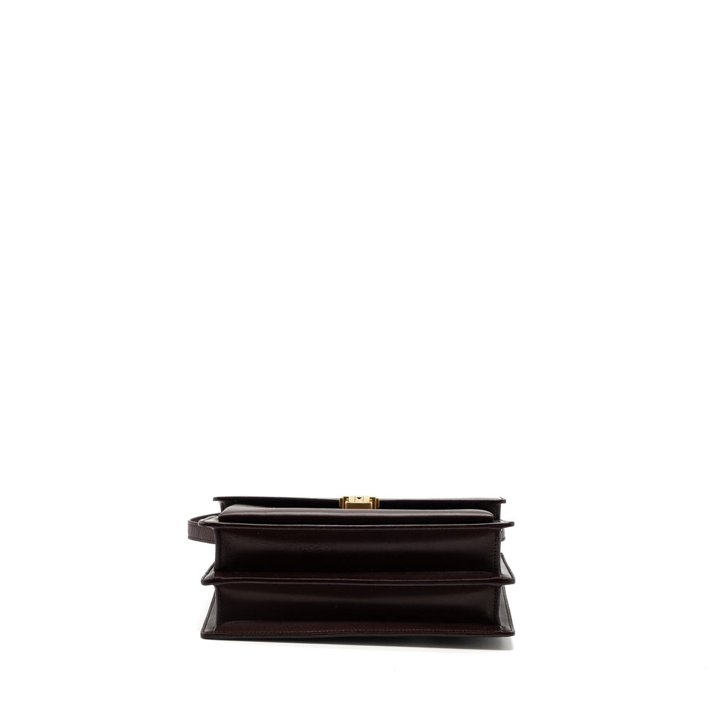 SAINT LAURENT/YSL BELLACHASSE CALFSKIN DARK RED BRUSHED GHW