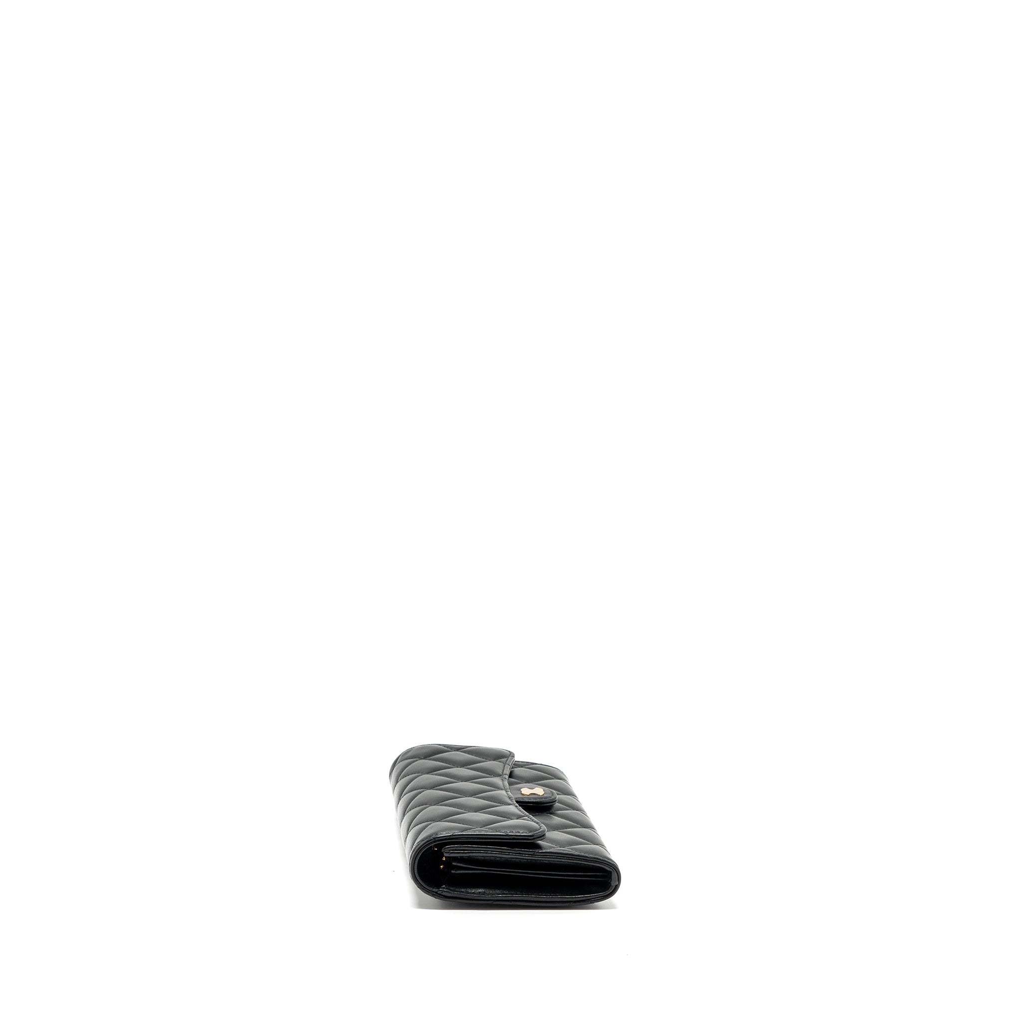 CHANEL CLASSIC LONG FLAP WALLET LAMBSKIN BLACK GHW (MICROCHIP)
