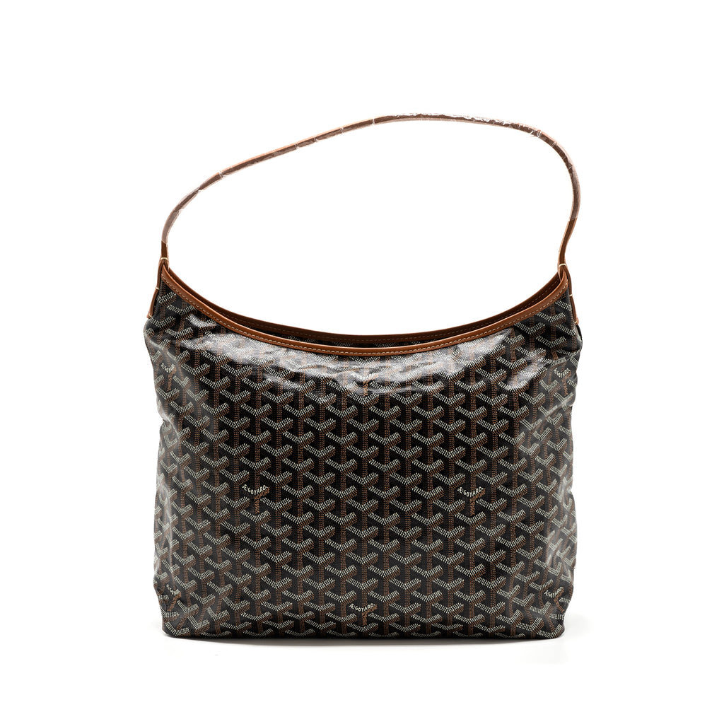 GOYARD BOHEME HOBO BAG CANVAS/ CALFSKIN BLACK/ TAN SHW WITH NECESSAIRE BAG ECRU