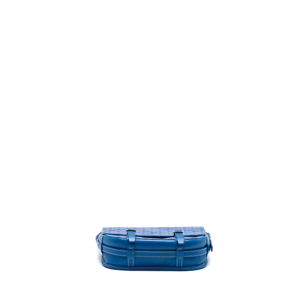 GOYARD BELVEDERE PM MESSANGER BAG GOYARDLINE CANVAS / CALFSKIN BLUE SHW