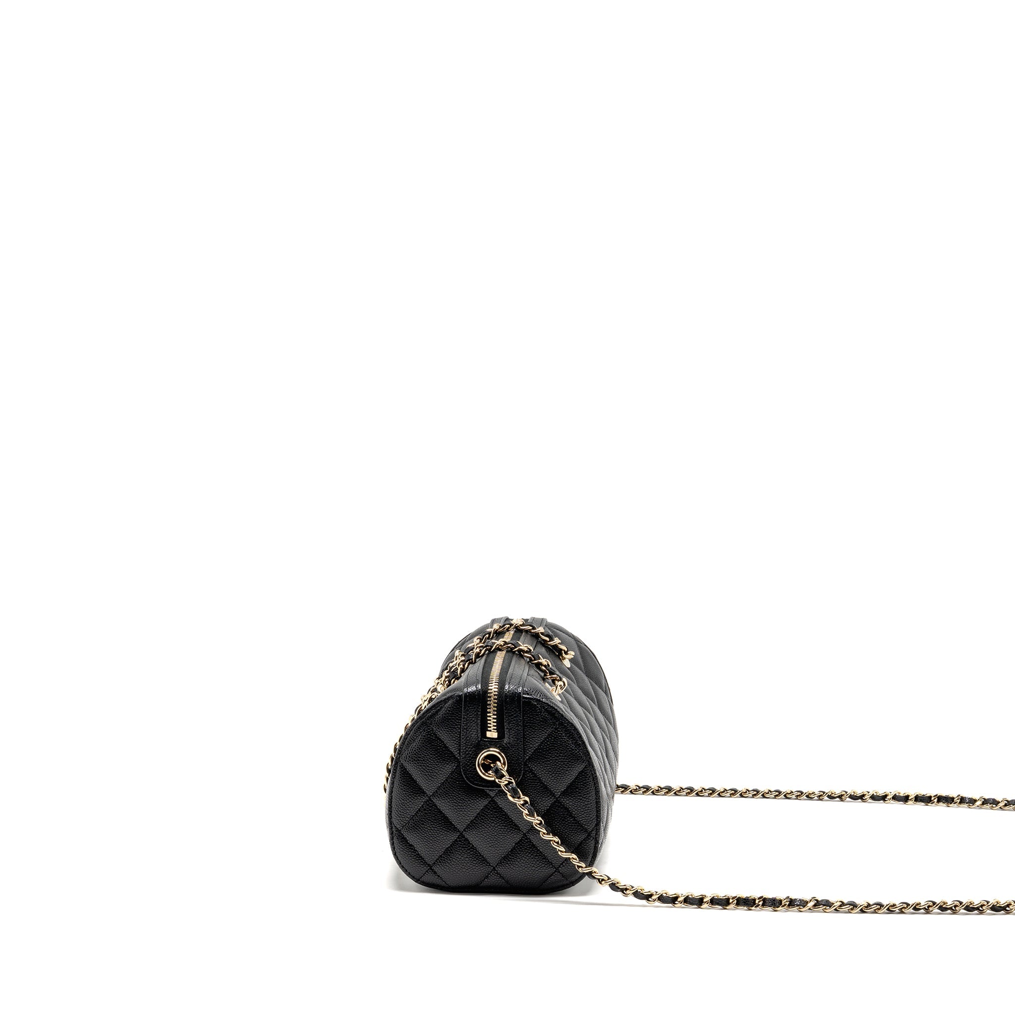 CHANEL 25P MINI BOWLING BAG CAVIAR BLACK LGHW (MICROCHIP)