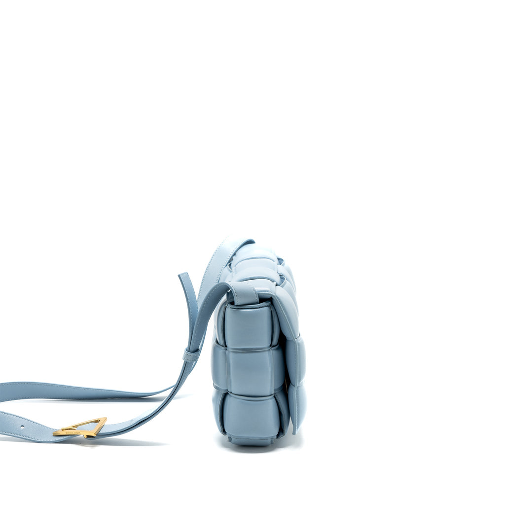 BOTTEGA VENETA PADDED CASSETTE BAG LAMBSKIN LIGHT BLUE GHW