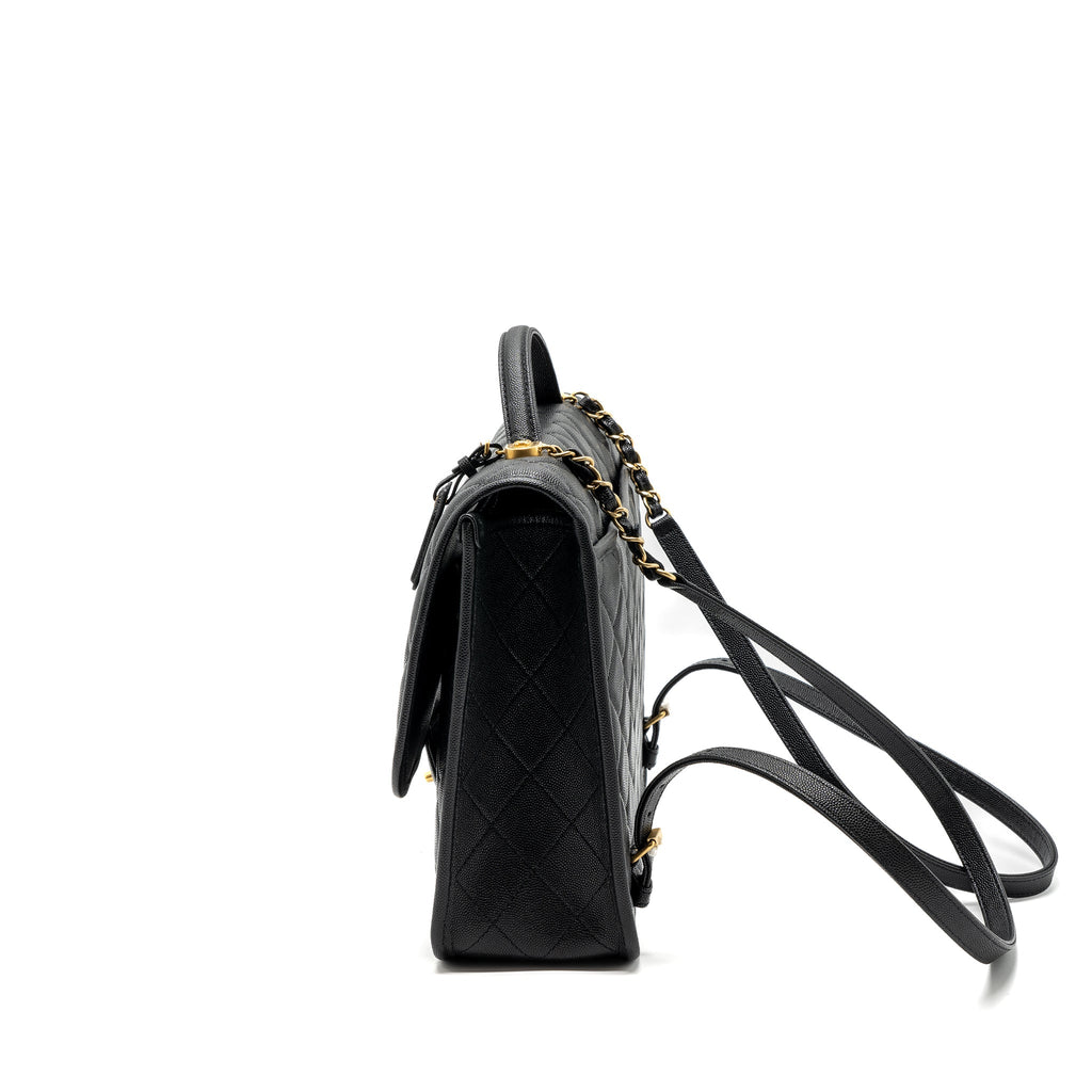 CHANEL 22K LARGE BACKPACK CAVIAR BLACK GHW(MICROCHIP)