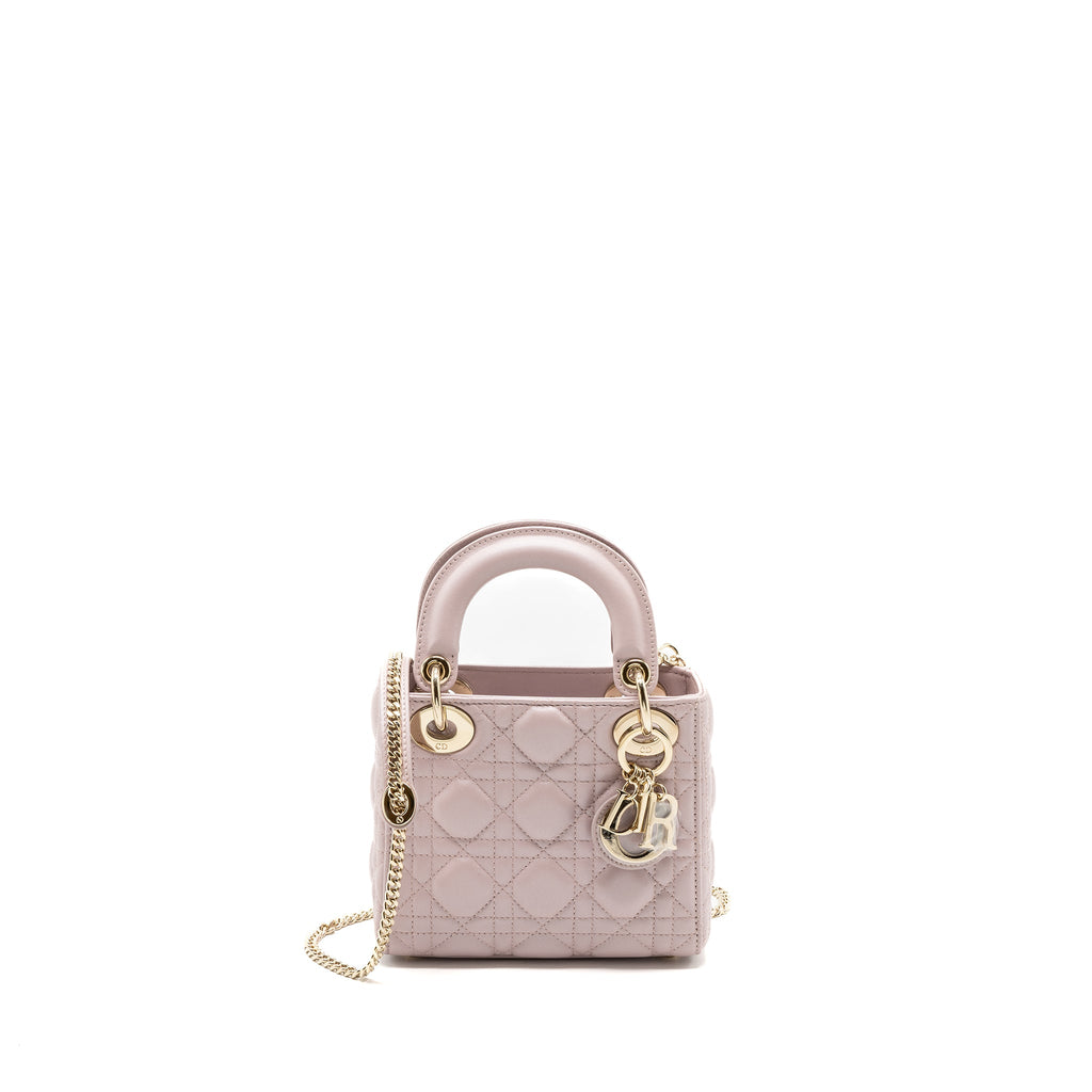 DIOR MINI LADY DIOR BAG LAMBSKIN LIGHT PINK LGHW