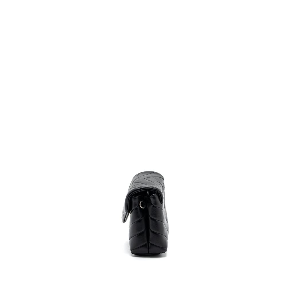 SAINT LAURENT LOULOU TOY STRAP BAG CALFSKIN BLACK SHW