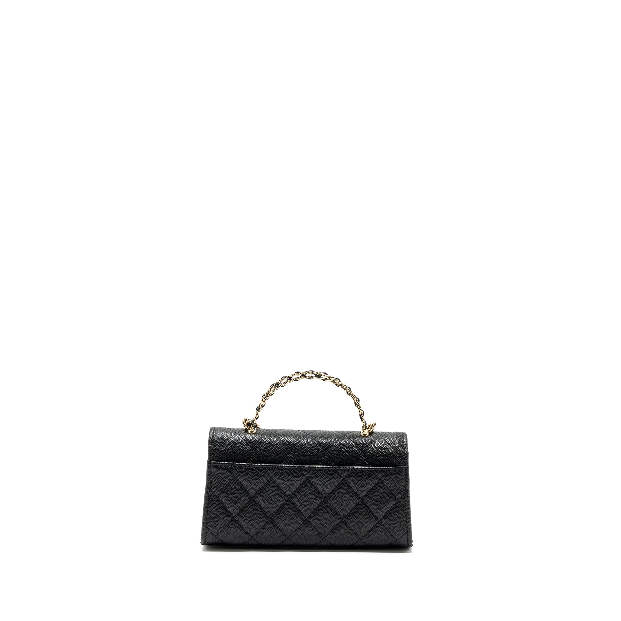 CHANEL 23P TOP HANDLE MINI FLAP BAG CAVIAR BLACK LGHW (MICROCHIP)