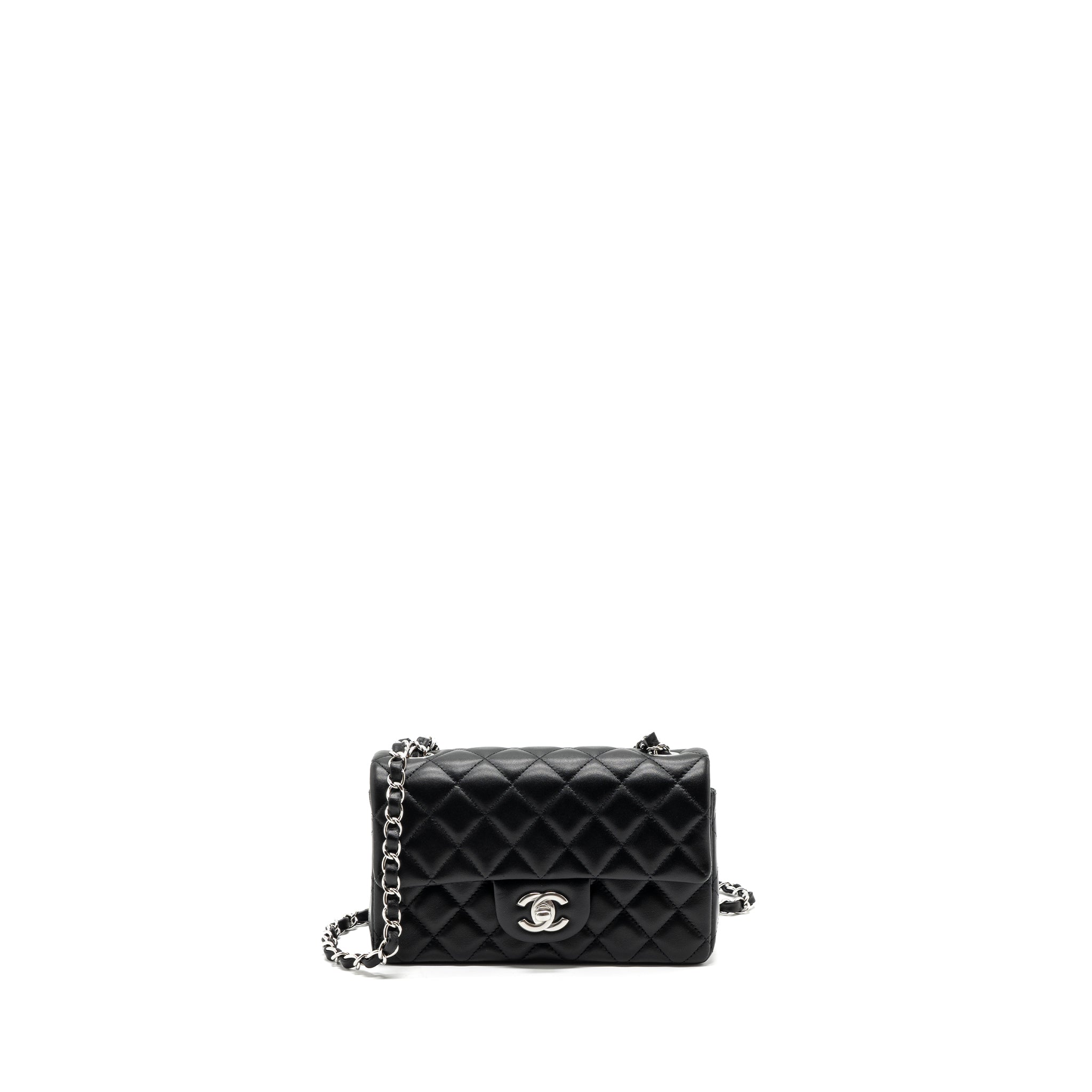 CHANEL MINI RECTANGULAR FLAP BAG LAMBSKIN BLACK SHW (MICROCHIP)