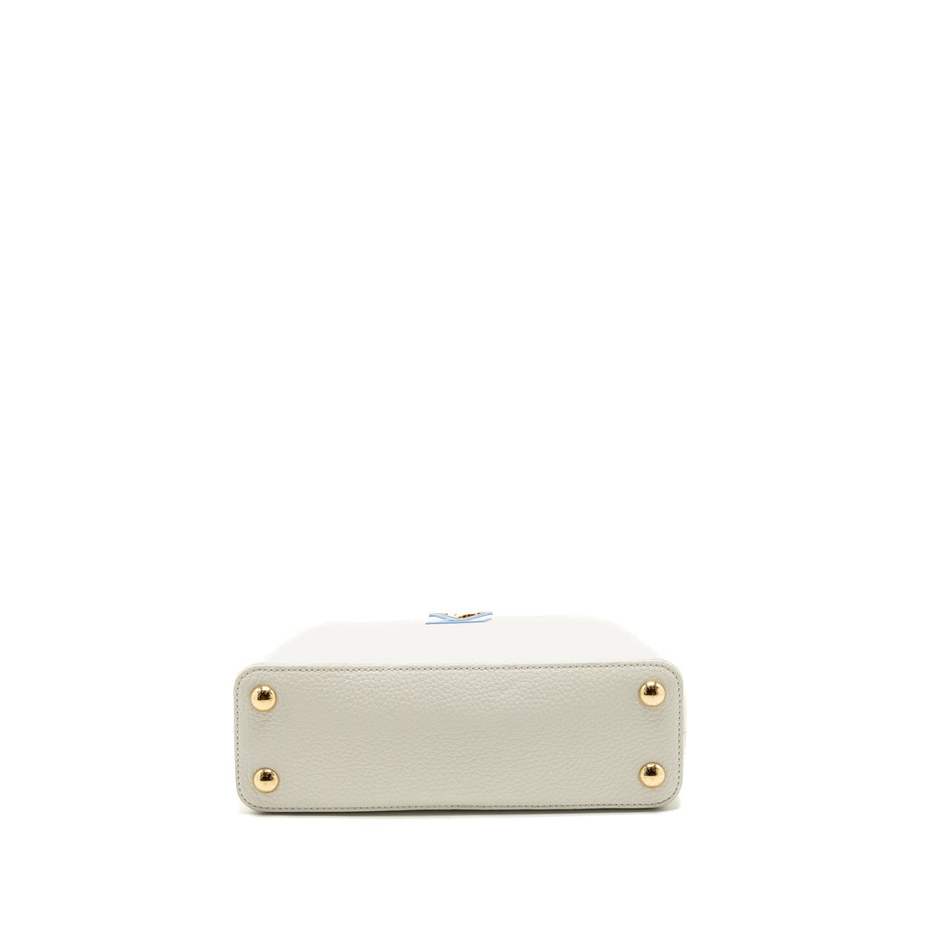 LOUIS VUITTON CAPUCINES BB TAURILLON BY THE POOL SNOW WHITE/PROVENCE BLUE GHW