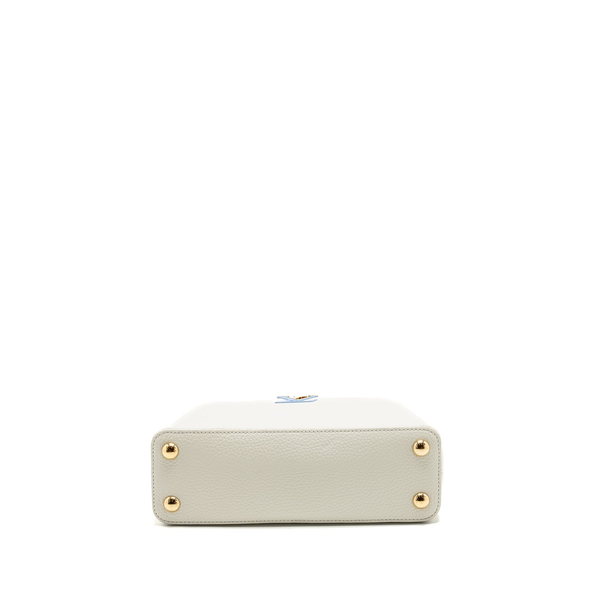 LOUIS VUITTON CAPUCINES BB TAURILLON BY THE POOL SNOW WHITE/PROVENCE BLUE GHW