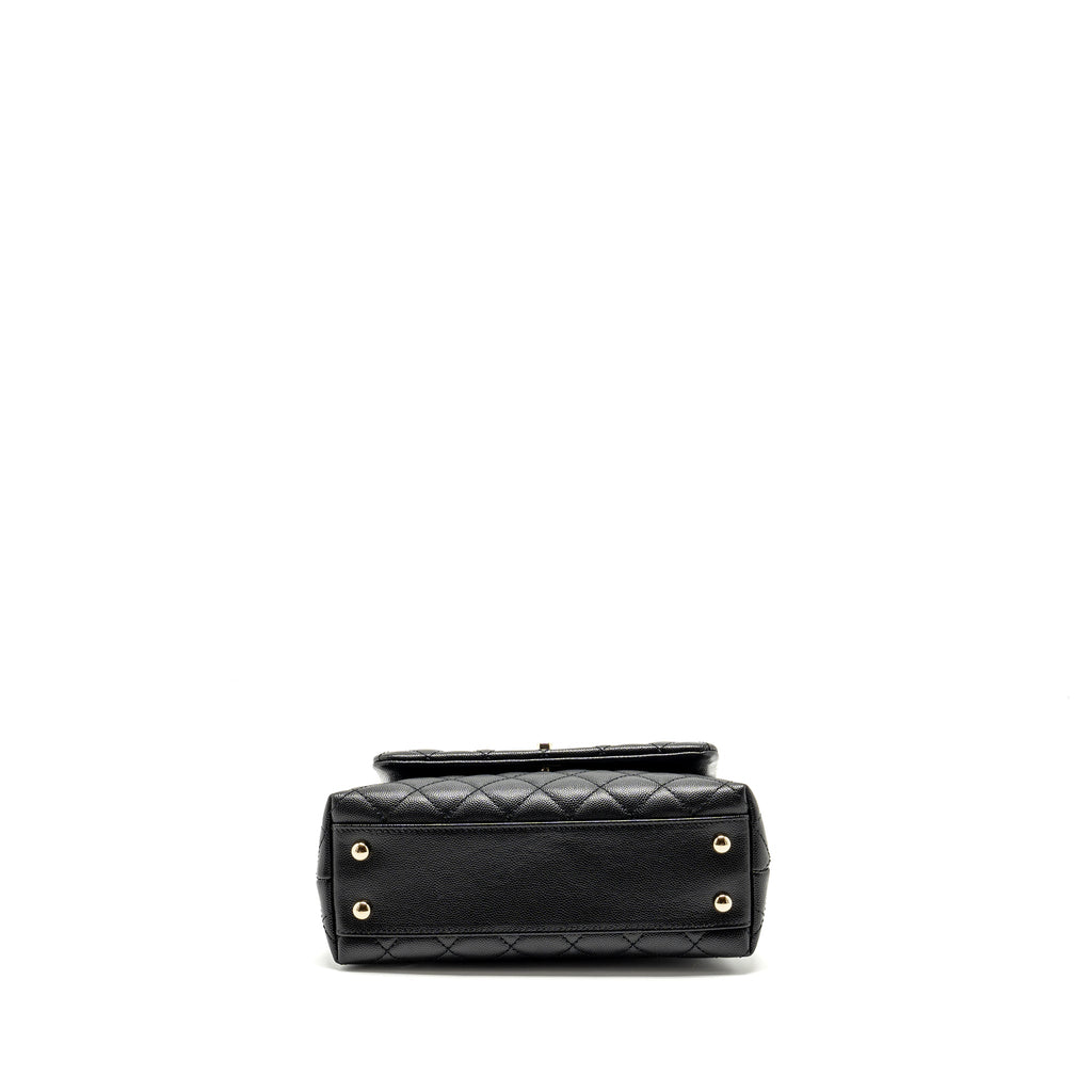CHANEL SMALL COCO HANDLE WITH LIZARD EMBOSSED HANDLE CAVIAR BLACK LGHW