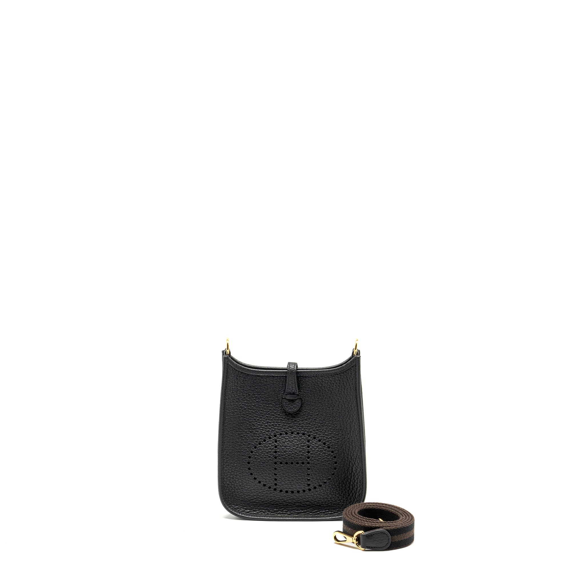 HERMES MINI EVELYNE CLEMENCE BLACK WITH BLACK/EBENE STRAP GHW