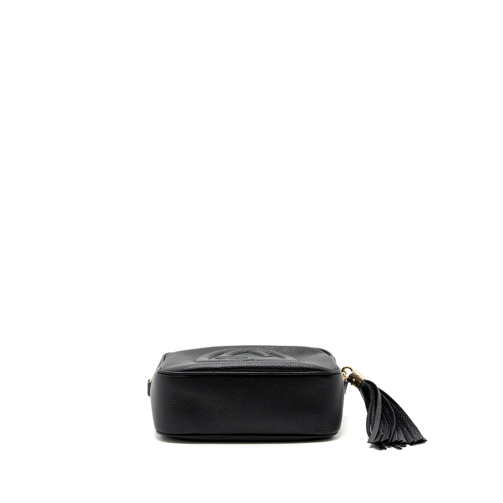 GUCCI SOHO DISCO CAMERA BAG GRAINED CALFSKIN BLACK GHW