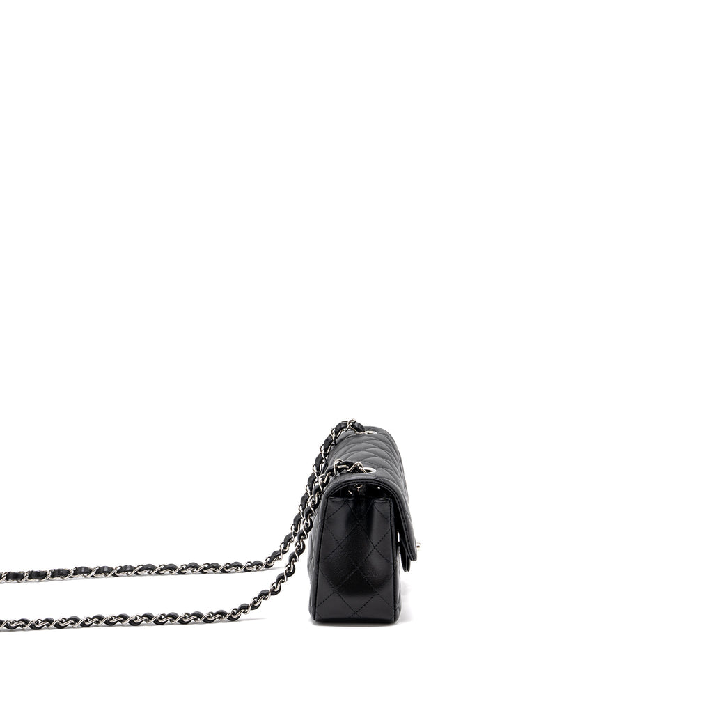 CHANEL CLASSIC MINI RECTANGULAR FLAP BAG LAMBSKIN BLACK SHW (MICROCHIP)