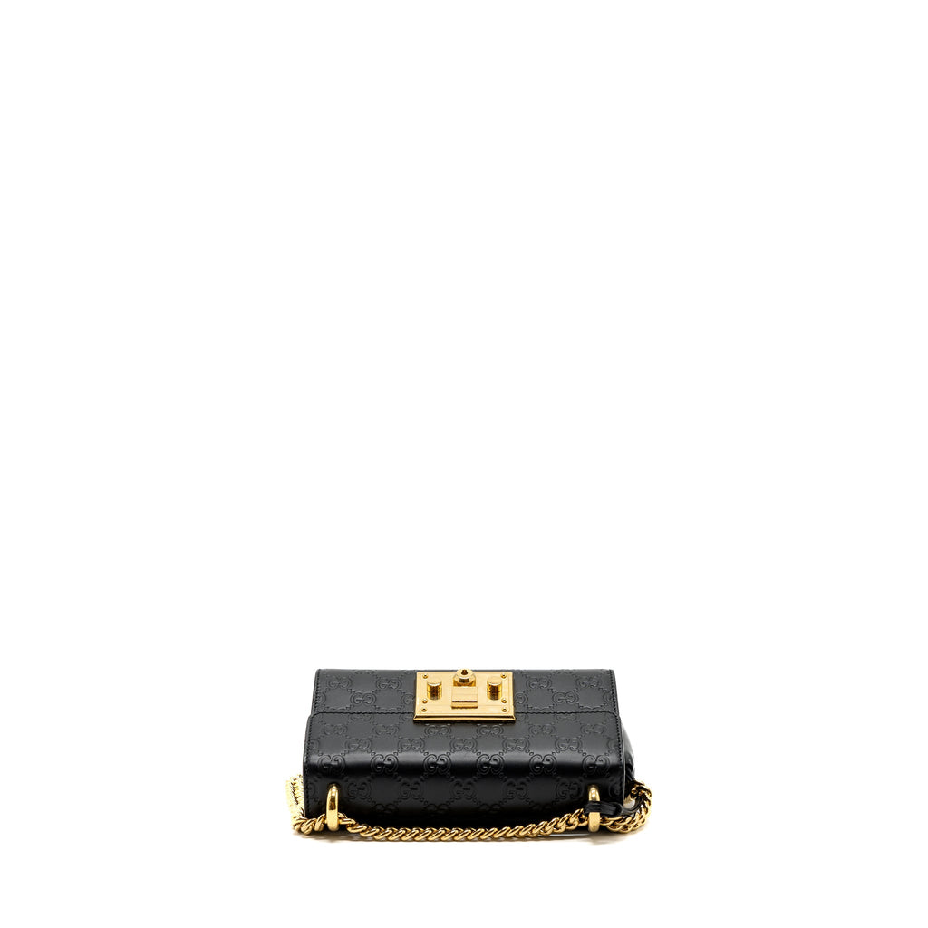 GUCCI PADLOCK CHAIN BAG CALFSKIN BLACK GHW