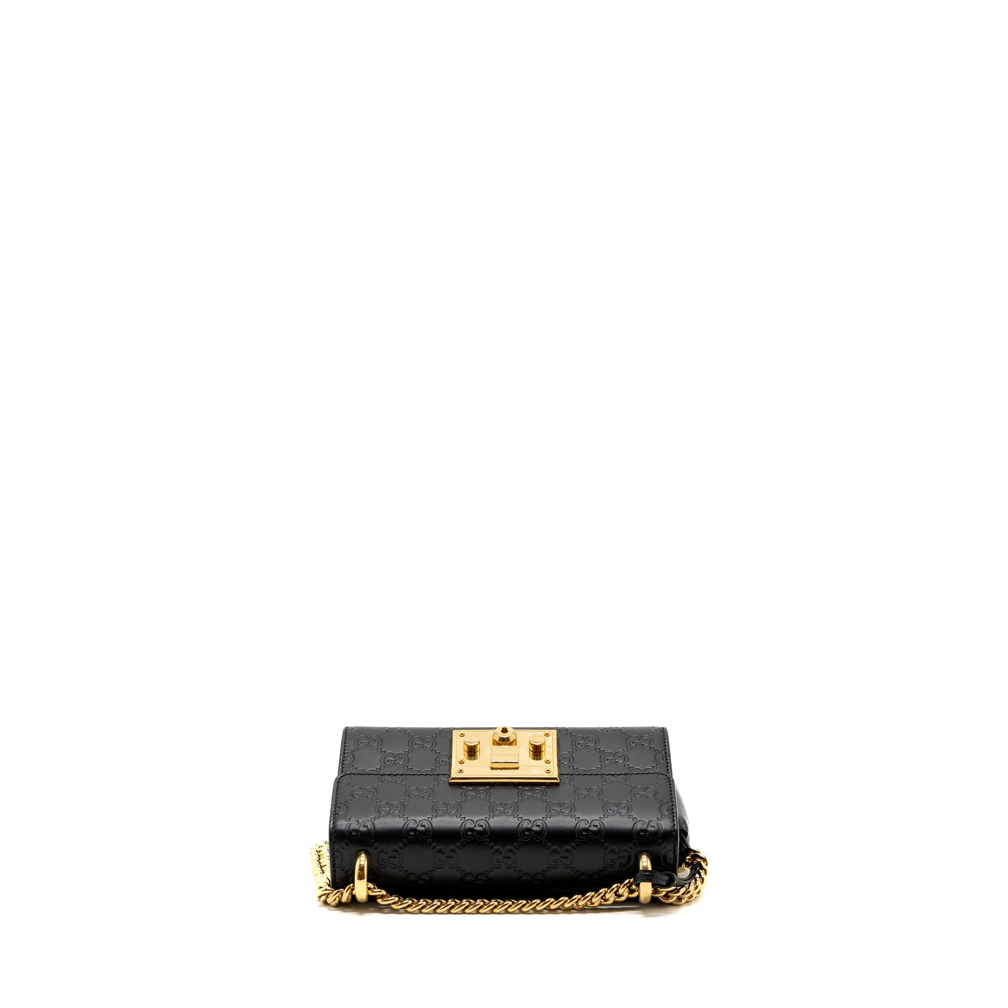 GUCCI PADLOCK CHAIN BAG CALFSKIN BLACK GHW