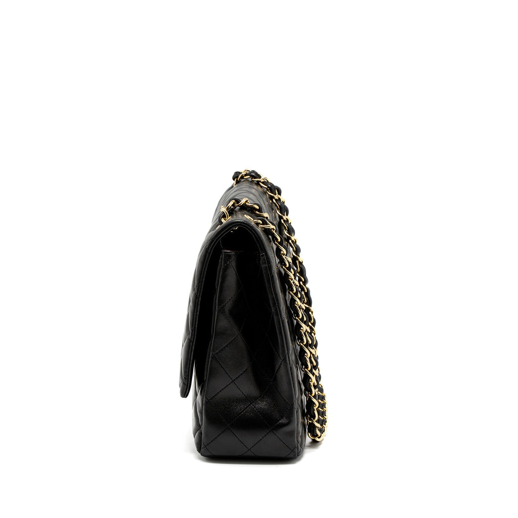 CHANEL MAXI CLASSIC SINGLE FLAP BAG LAMBSKIN BLACK GHW