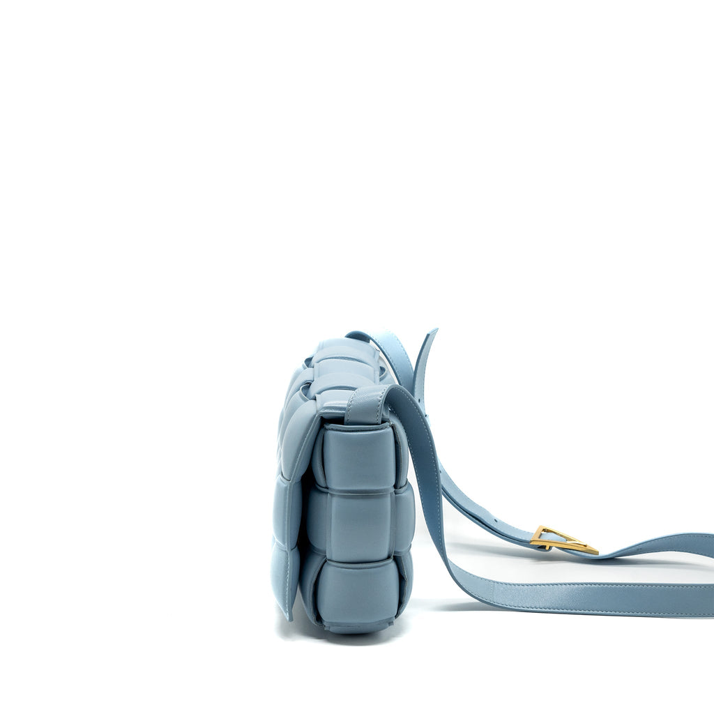 BOTTEGA VENETA PADDED CASSETTE BAG LAMBSKIN LIGHT BLUE GHW