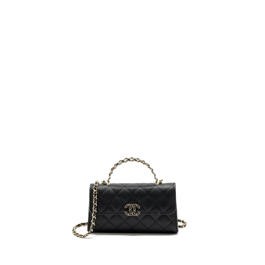 CHANEL 23P TOP HANDLE MINI FLAP BAG CAVIAR BLACK LGHW (MICROCHIP)
