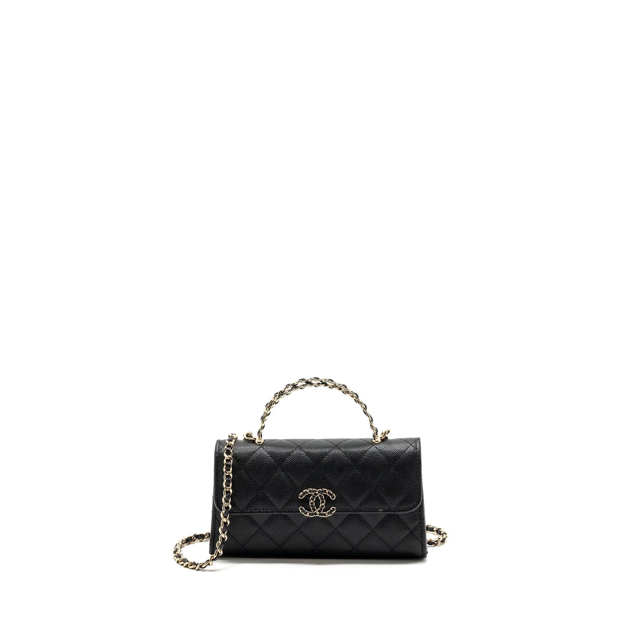 CHANEL 23P TOP HANDLE MINI FLAP BAG CAVIAR BLACK LGHW (MICROCHIP)