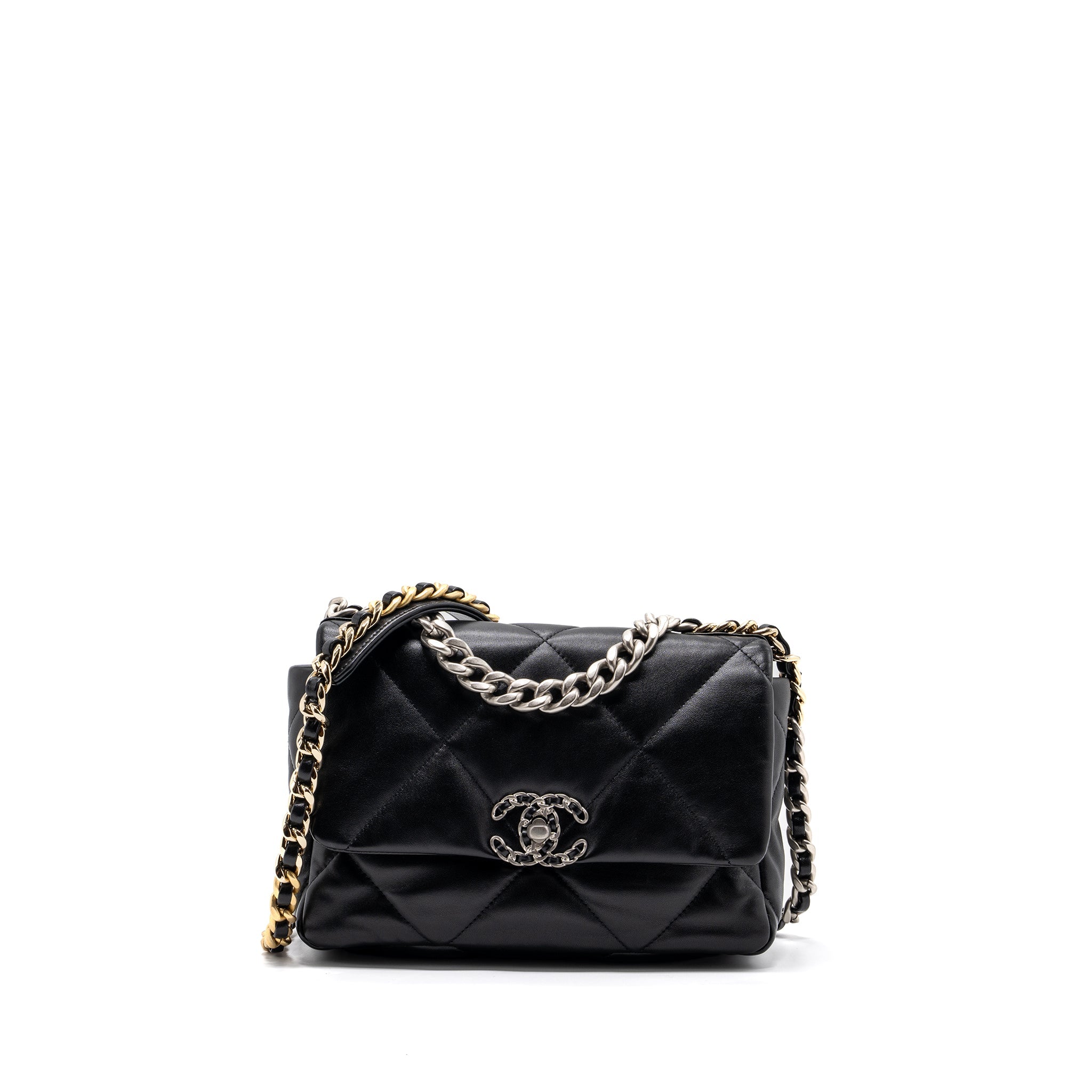 CHANEL SMALL 19 BAG LAMBSKIN BLACK MULTICOLOUR HARDWARE(MICROCHIP)