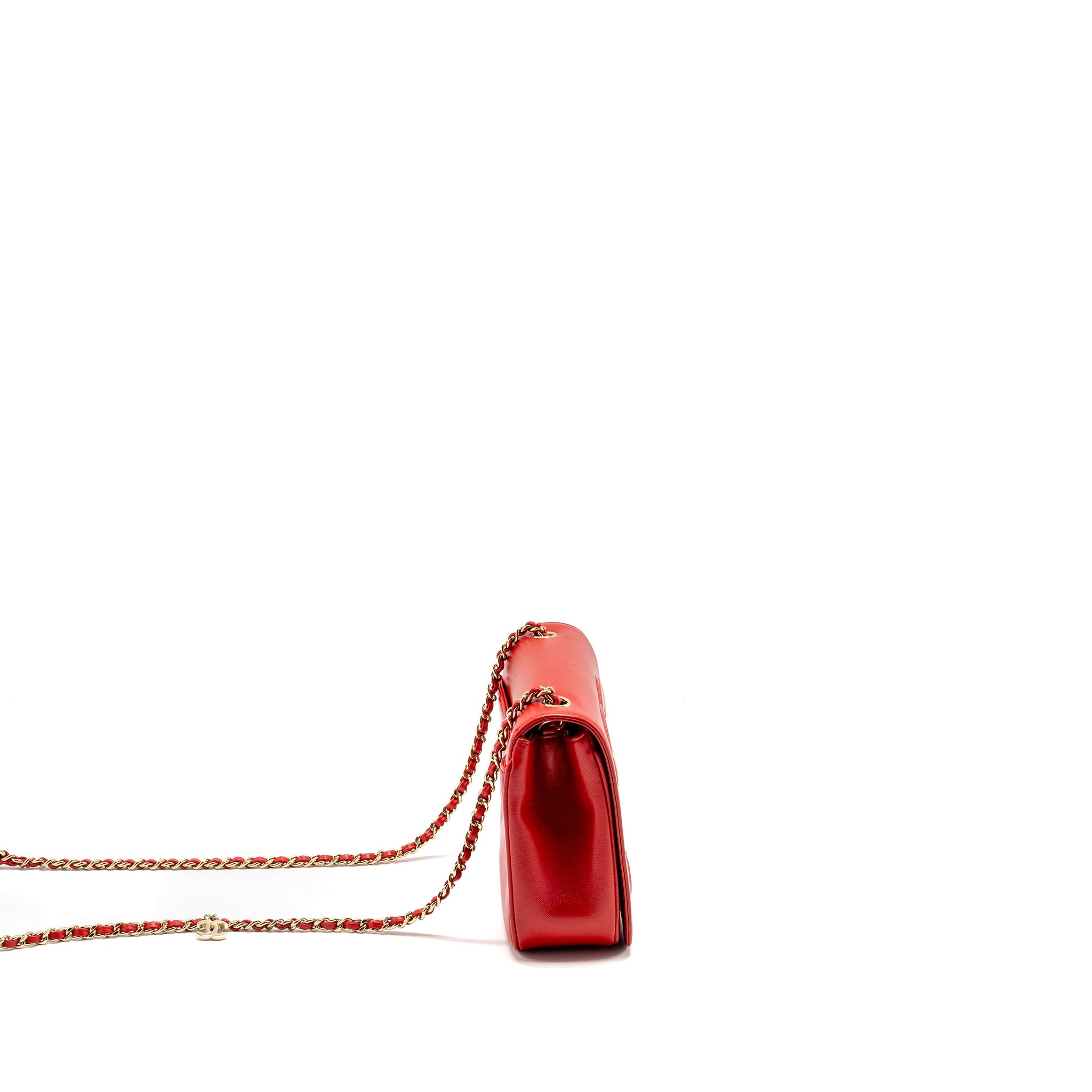 CHANEL MANIA FLAP BAG LAMBSKIN RED LGHW