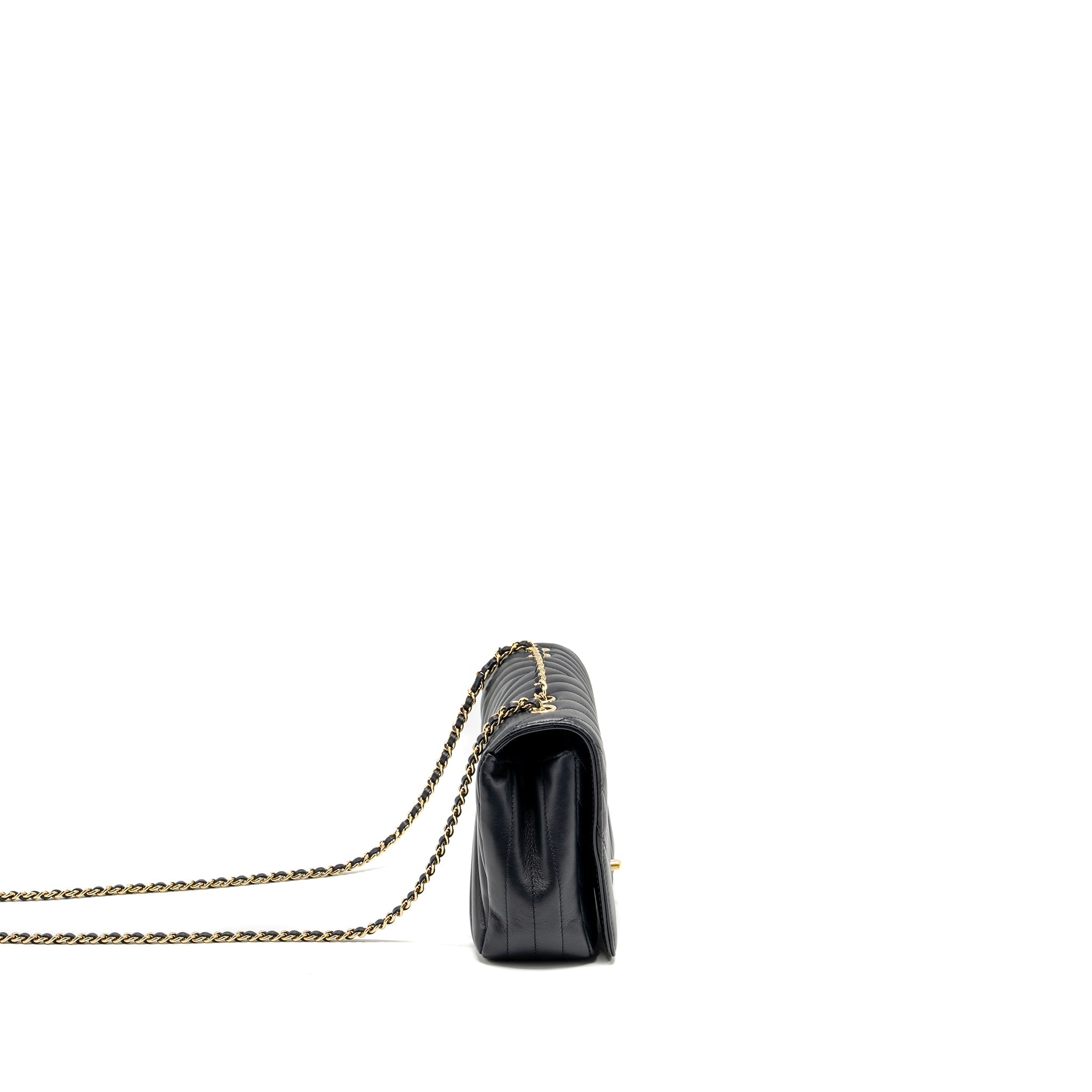 CHANEL SEASONAL CHEVRON FLAP BAG CALFSKIN DARK NAVY LGHW