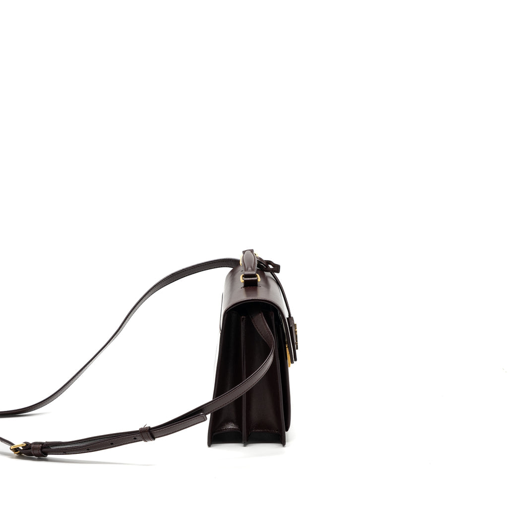 SAINT LAURENT/YSL BELLACHASSE CALFSKIN DARK RED BRUSHED GHW