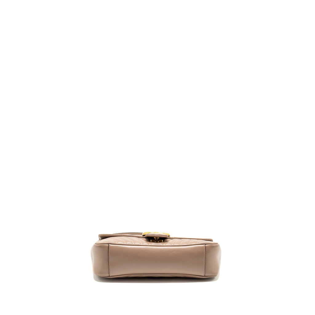 GUCCI SMALL GG MARMONT SHOULDER BAG CALFSKIN BEIGE GHW