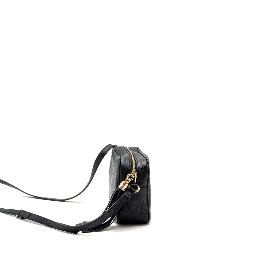 GUCCI SOHO DISCO CAMERA BAG GRAINED CALFSKIN BLACK GHW