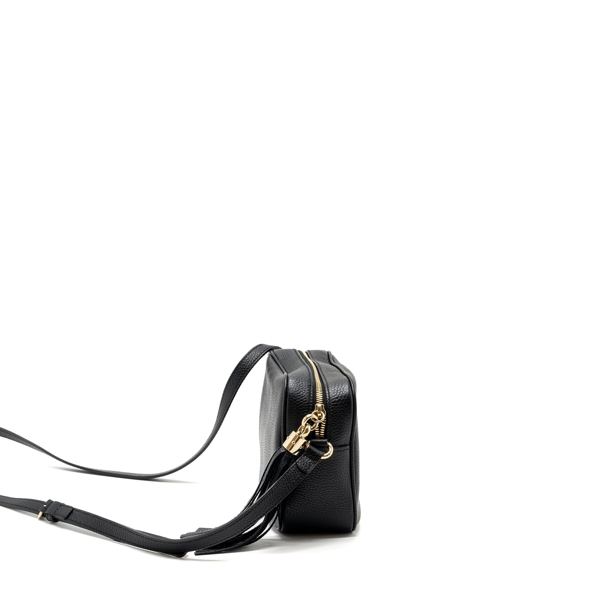 GUCCI SOHO DISCO CAMERA BAG GRAINED CALFSKIN BLACK GHW