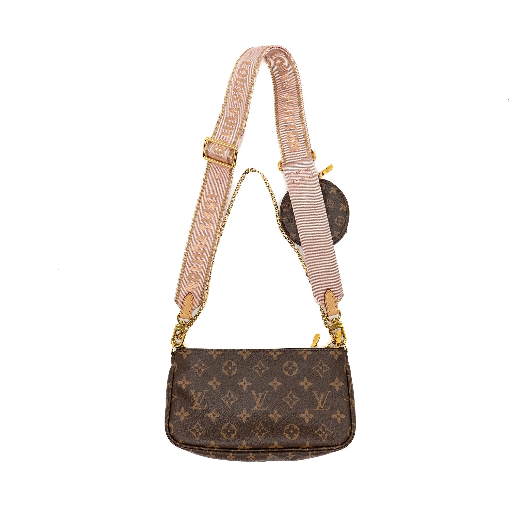 LOUIS VUITTON MULTI POCHETTE ACCESSORIES MONOGRAM CANVAS PINK STRAP GHW